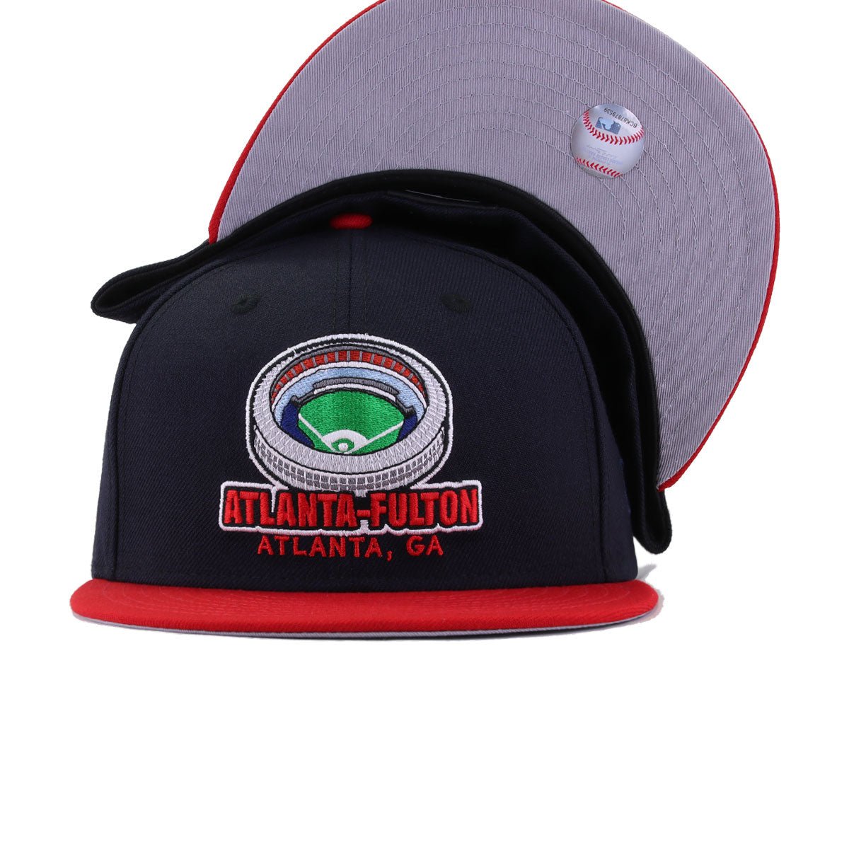 Atlanta Braves Navy Scarlet Atlanta Fulton County Stadium New Era 59Fifty Fitted
