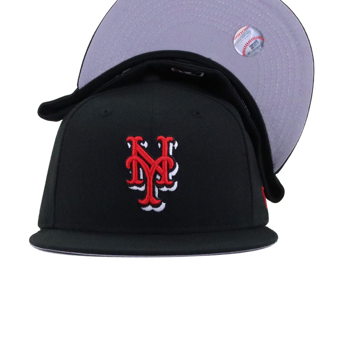 New York Mets Black Radiant Red Logo New Era 59Fifty Fitted