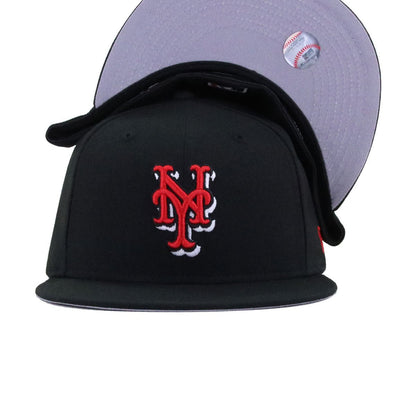 New York Mets Black Radiant Red Logo New Era 59Fifty Fitted
