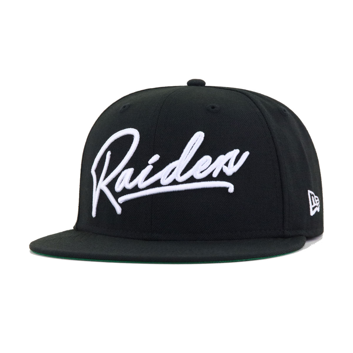 Las Vegas Raiders Black Script Green Bottom New Era 59Fifty Fitted
