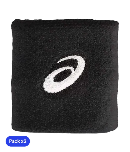 Wristband Asics Cortas Negras (Pack x2) 2025