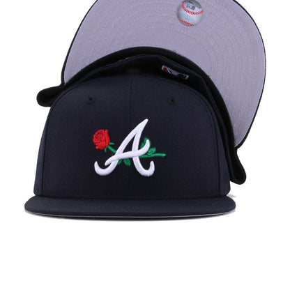 Atlanta Braves Navy Rose New Era 59Fifty Fitted
