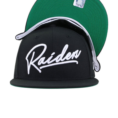 Las Vegas Raiders Black Script Green Bottom New Era 59Fifty Fitted