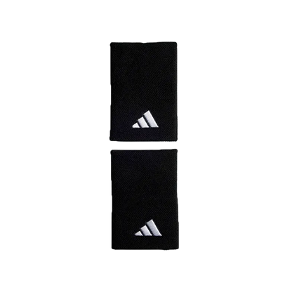 Wristband Adidas Largas Negro Logo Pequeño 2025 (Pack x2)