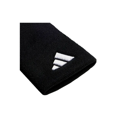 Wristband Adidas Largas Negro Logo Pequeño 2025 (Pack x2)