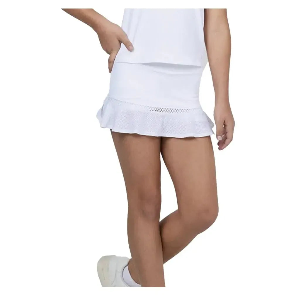 Girls' Tennis Skort White-Apparel-Sofibella-4110TRE-WHTU25-Tennis Express