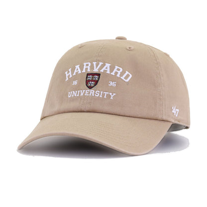 Harvard University Crimson Khaki VERITAS 47 Brand Clean Up Dad Hat