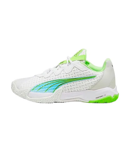Padel Shoes Puma Nova Elite White/Blue/Fizzy Apple/Grey