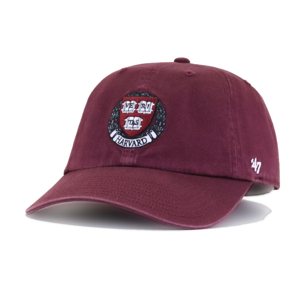 Harvard University Crimson Dark Maroon VERITAS 47 Brand Clean Up Dad Hat