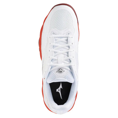 Men's Wave Enforce Court AC Tennis Shoes White and Fiery Red