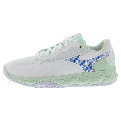 Women's Wave Enforce Court Tennis Shoes White and Frontier Blue
