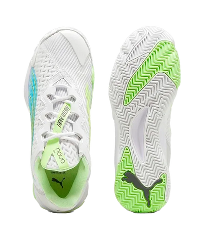 Padel Shoes Puma Nova Elite White/Blue/Fizzy Apple/Grey