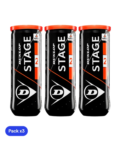Balls  Dunlop Stage 2 Amarillo/Naranja Tenis (Pack x3)