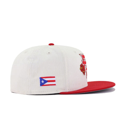 Puerto Rico Chrome Corduroy Scarlet New Era 59Fifty Fitted