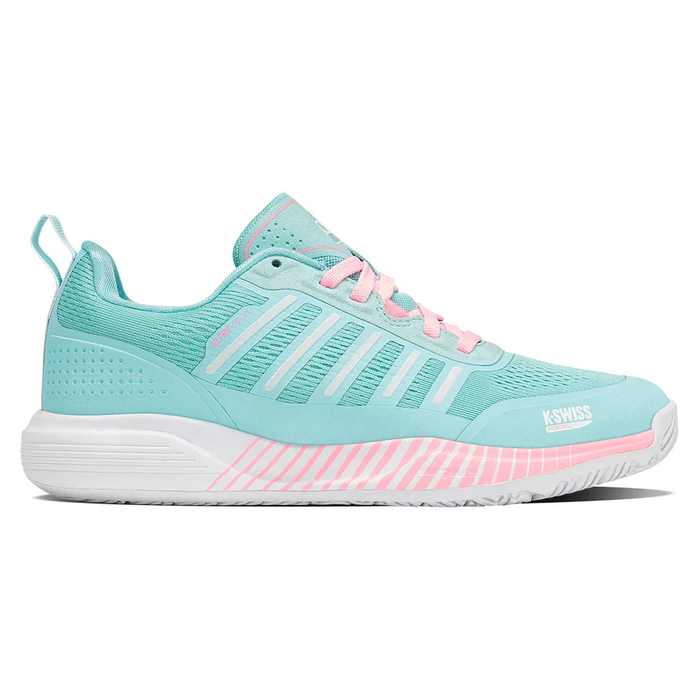 Women's Ultra Court Padel Shoes Soft Neon Blue and White