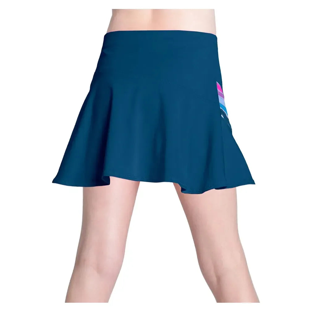 Girls' Chroma Stripe Tennis Skort Navy