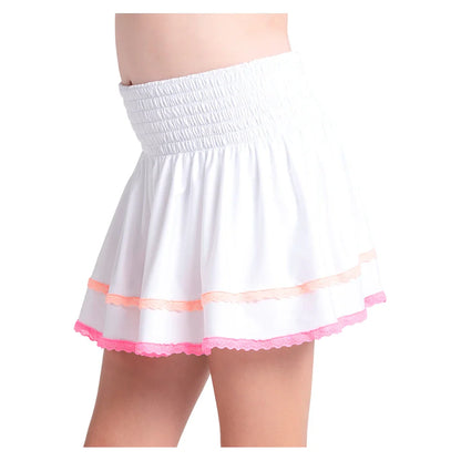 Girls' Smocked Frill Tennis Skort White