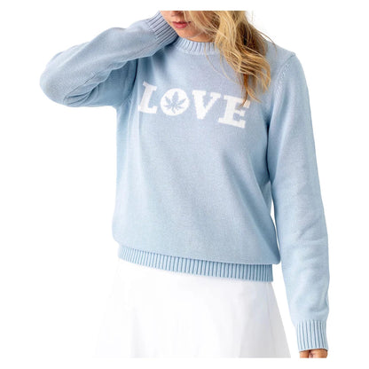 Women's Love Instarsia Crewneck Tennis Sweater