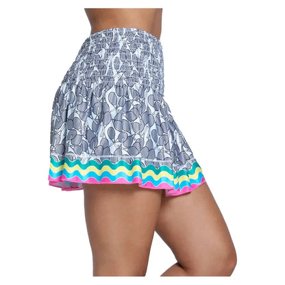 Women's Hippy Smocked 14 Inch Tennis Skort Multicolor