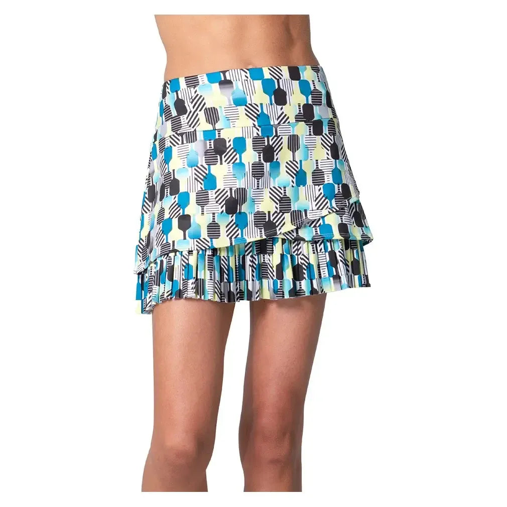 Women's Stripe It Up Pickleball Skort Electric Blue-Apparel-Lucky In Love-CB629-91D440-Tennis Express