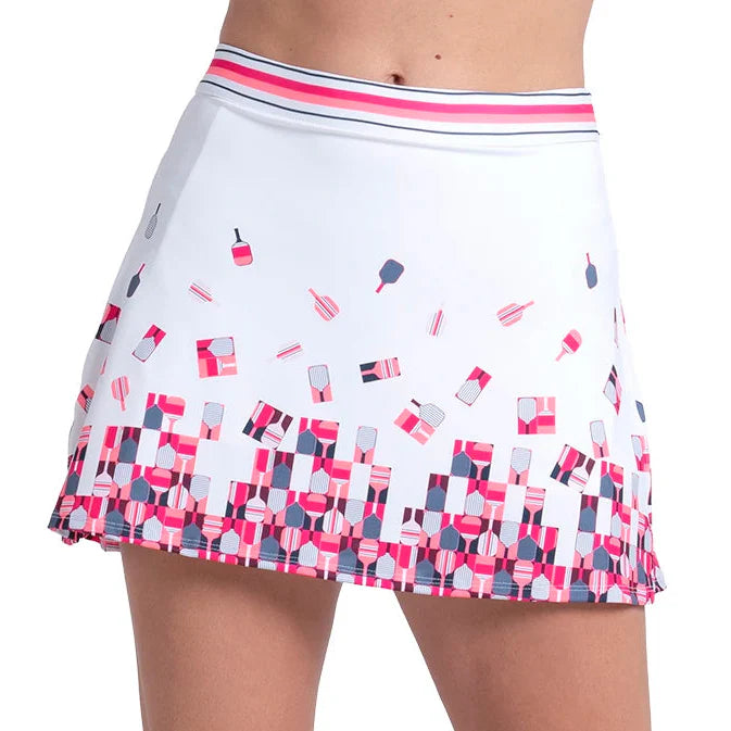 Women's Pixel Rally Pickleball Skort White-Apparel-Lucky In Love-CB840-52F110-2-Tennis Express
