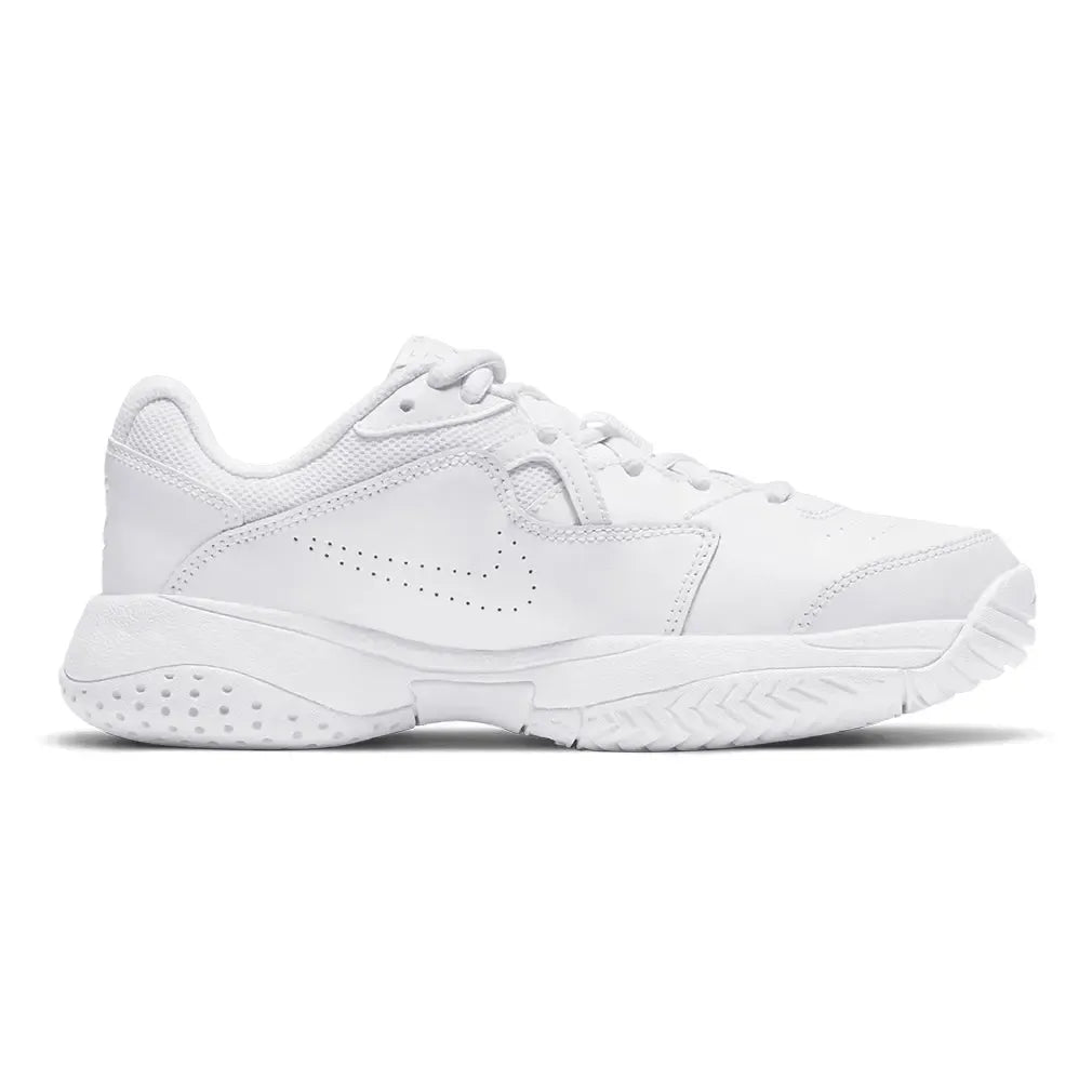 Juniors' Court Lite 2 Tennis Shoes White and Metallic Silver