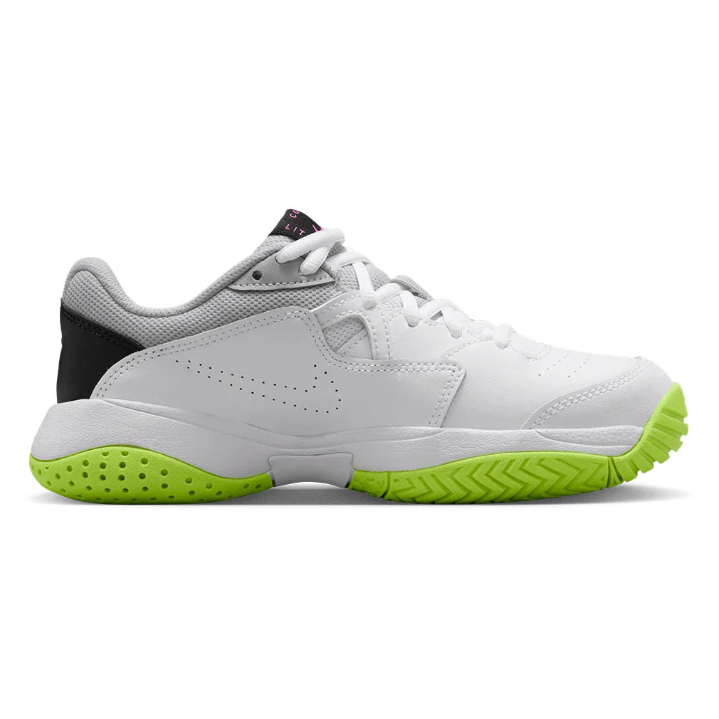 Juniors' Court Lite 2 Tennis Shoes White and Laser Fuchsia