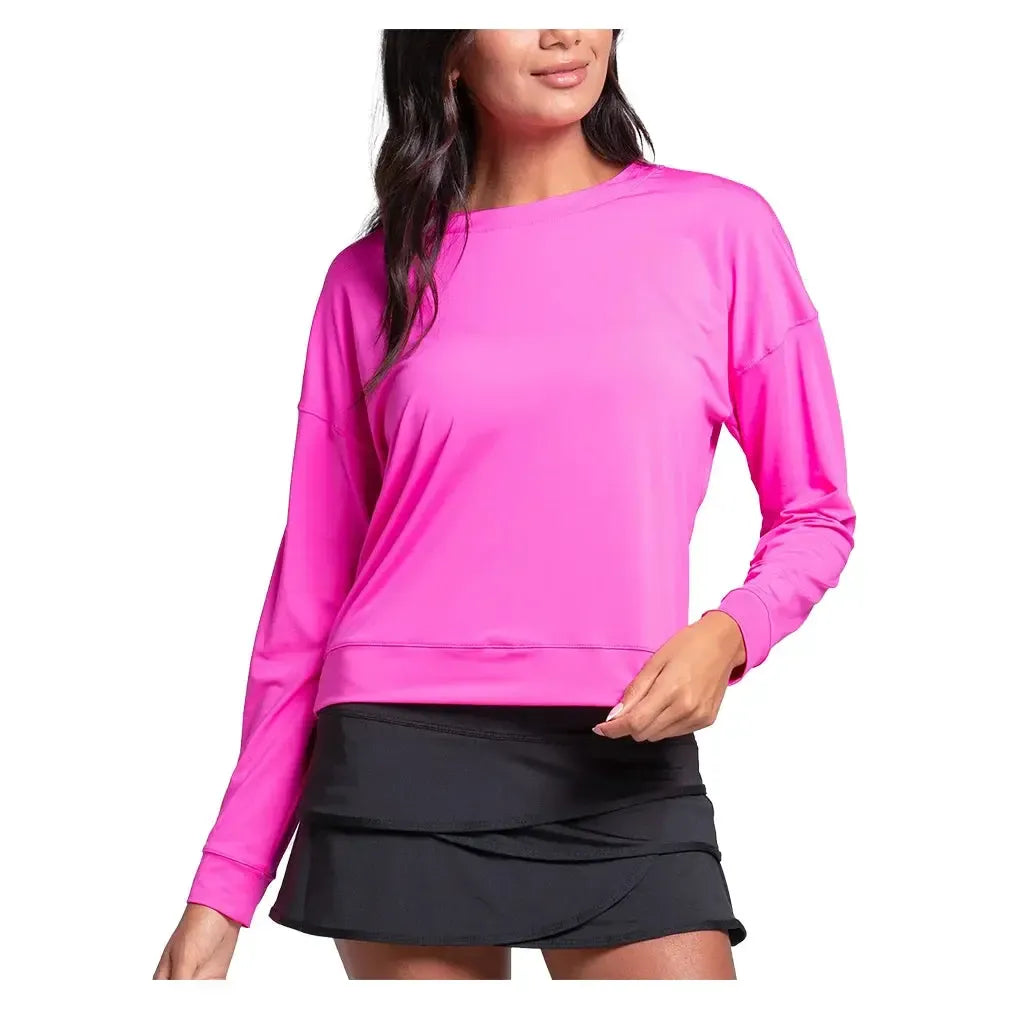 Women's Hype Long Sleeve Tennis Top Mulberry-Apparel-Lucky In Love-CT910-656F25-3-Tennis Express