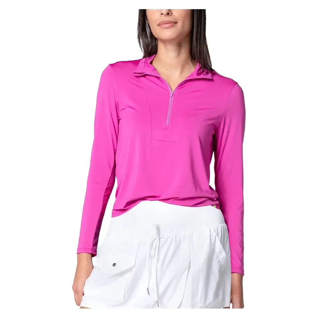 Women's Free Play Zip Long Sleeve Tennis Top Mulberry-Apparel-Lucky In Love-CX034-656F25-3-Tennis Express