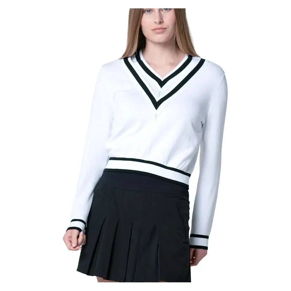 Women's Victory V-Neck Tennis Sweater-Apparel-Lucky In Love-CX105-121-Tennis Express