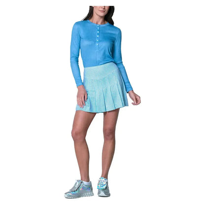Women's Linen Play Henley Long Sleeve Tennis Top Periwinkle