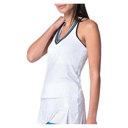 Women's Stripe Hype Tennis Tank with Bra White