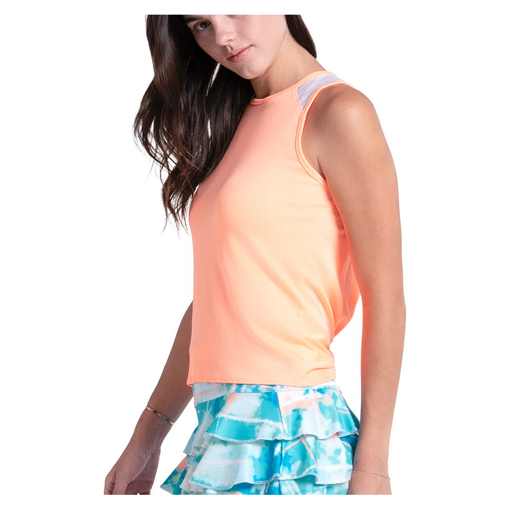 Women's Twist Back Rib Tennis Tank Orange Frost