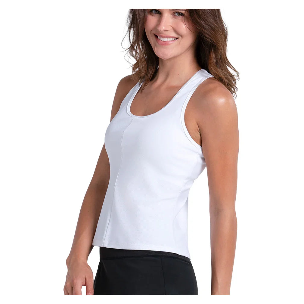 Women's Scoop Neck Rib Tennis Tank with Bra