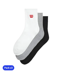 Socks Wilson Quarter Top Bright White/Black/Grey (Pack x3) 2025