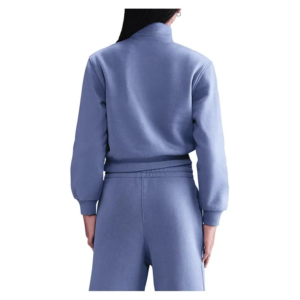 Girls' Sportswear Club Fleece 1/2-Zip Long-Sleeve Top World Indigo and White