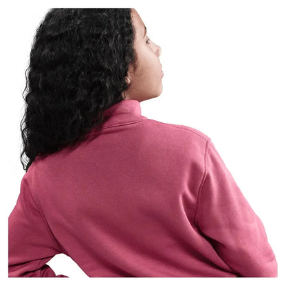Girls' Sportswear Club Fleece 1/2-Zip Long-Sleeve Top Sweet Beet and White