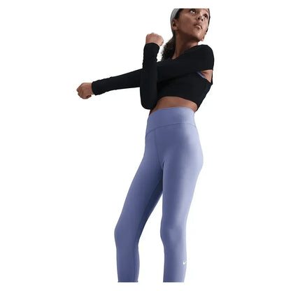 Girls' One Dri-FIT High-Waisted Training Leggings World Indigo and White
