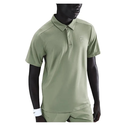 Men's Court Dri-FIT Advantage Tennis Polo Oil Green and White-Apparel-Nike-FZ6907-386H25-3-Tennis Express
