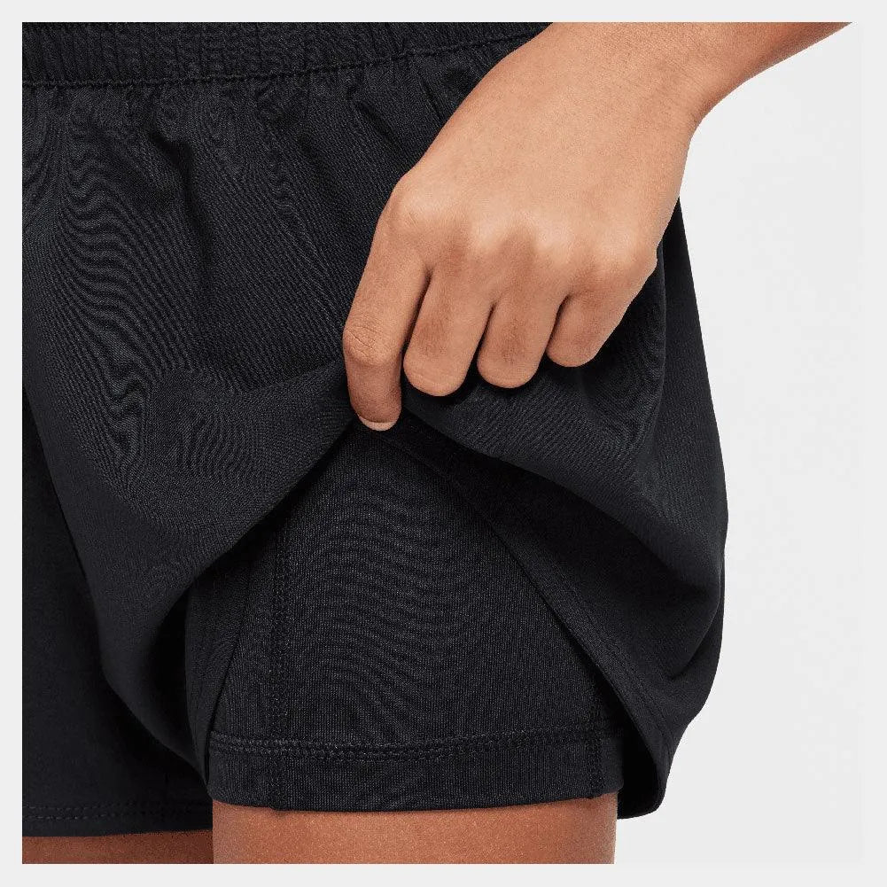 Girls' One Dri-Fit 2in1 3 inch Training Shorts Black and White