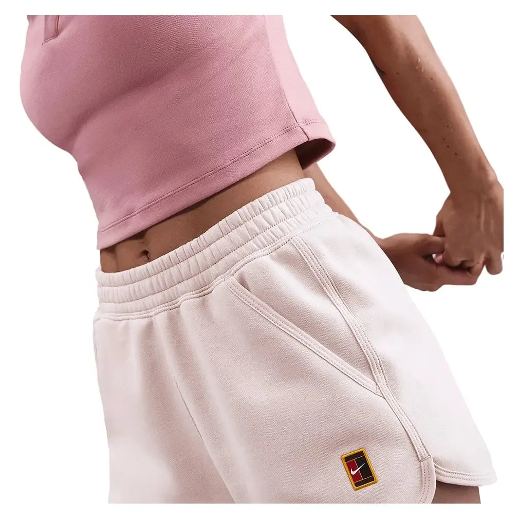 Women's Court Heritage Mid-Rise Fleece Tennis Shorts Silt Red