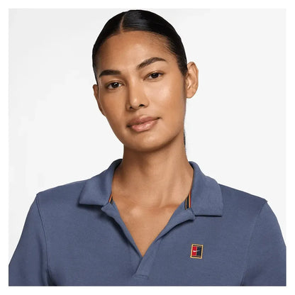 Women's Court Heritage Short-Sleeve Cropped Tennis Polo Diffused Blue