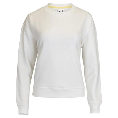 Women's Happiest On The Court Tennis Sweatshirt White and Pink-Apparel-CourtLife-HOC-TEN-IVPI-F24-Tennis Express
