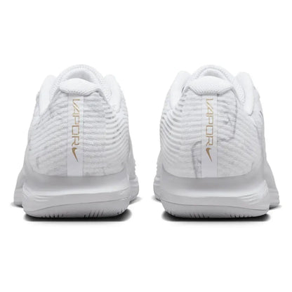 Men's Zoom Vapor 12 Magnolia Tennis Shoes White and Metallic Gold