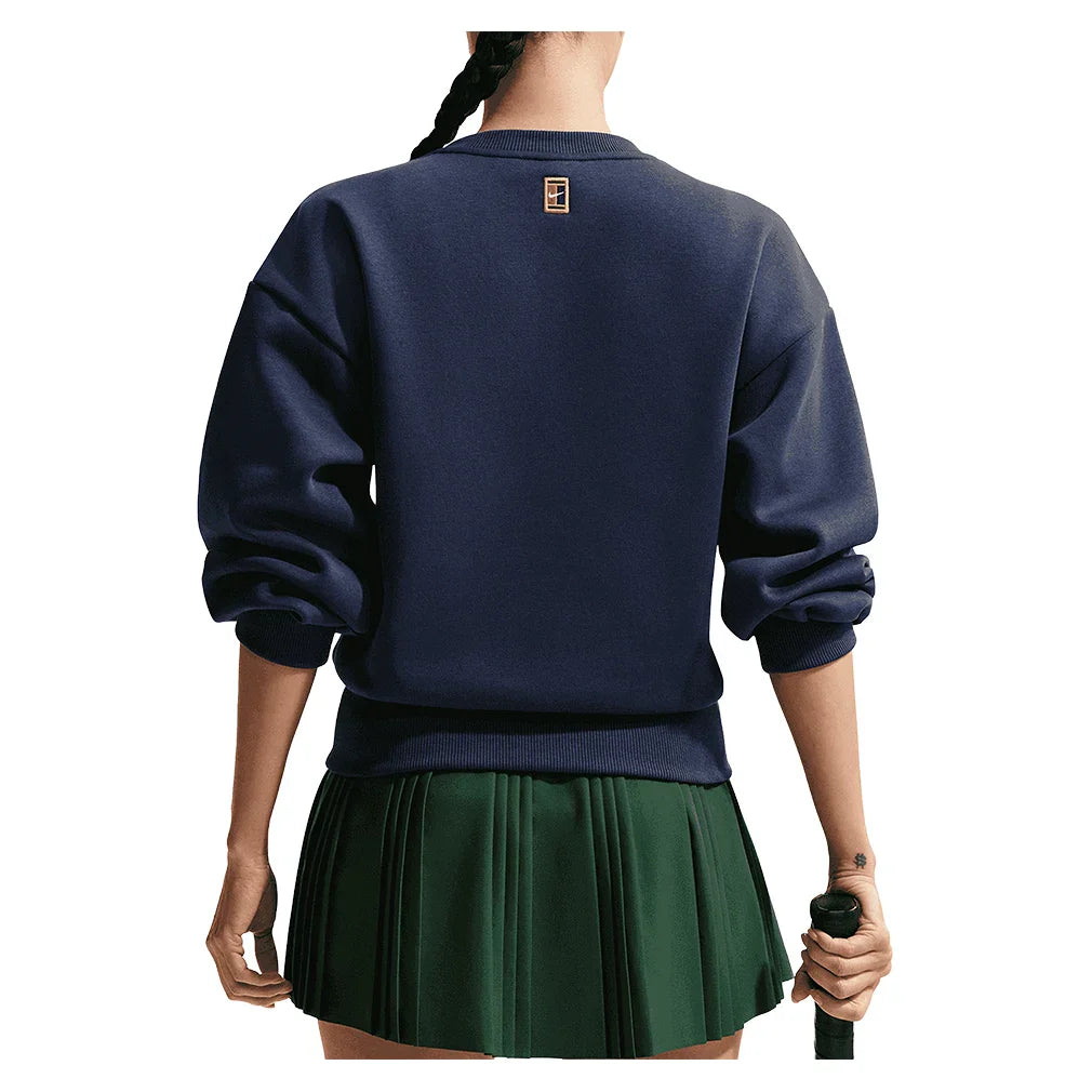 Women's Court Collection French Terry Tennis Crew Midnight Navy and Sail