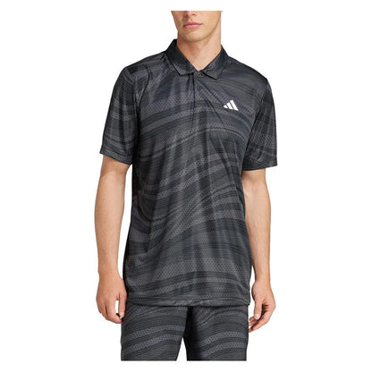 Men's Club Graphic Tennis Polo Black and Carbon