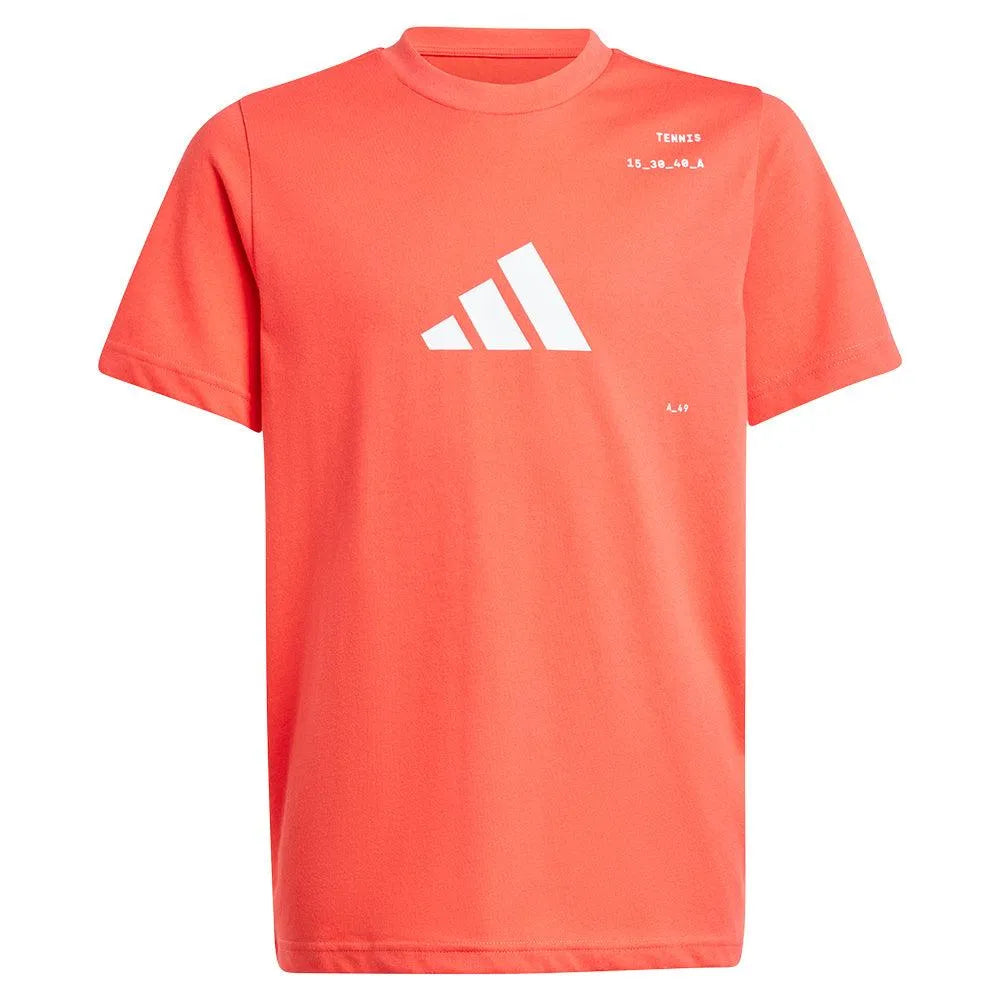 Boys' Graphic Tennis Top Semi Lucid Red-Apparel-Adidas-JD6014-S25-Tennis Express