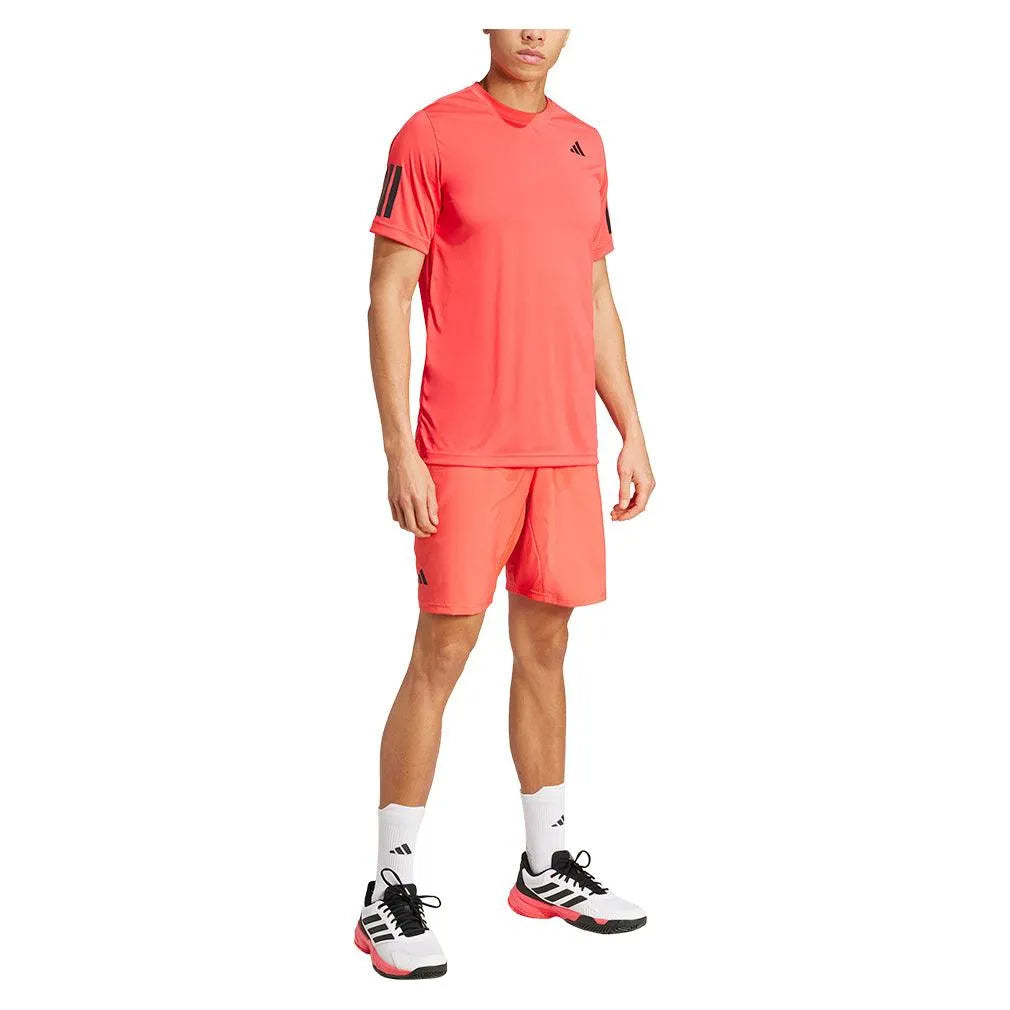 Men's Club 3 Stripe 7 inch Tennis Shorts Semi Lucid Red