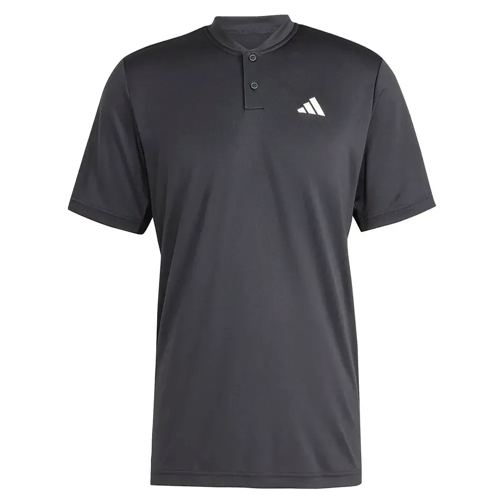 Men's Club Henley Tennis Polo Black-Apparel-Adidas-JH3393_1-Tennis Express