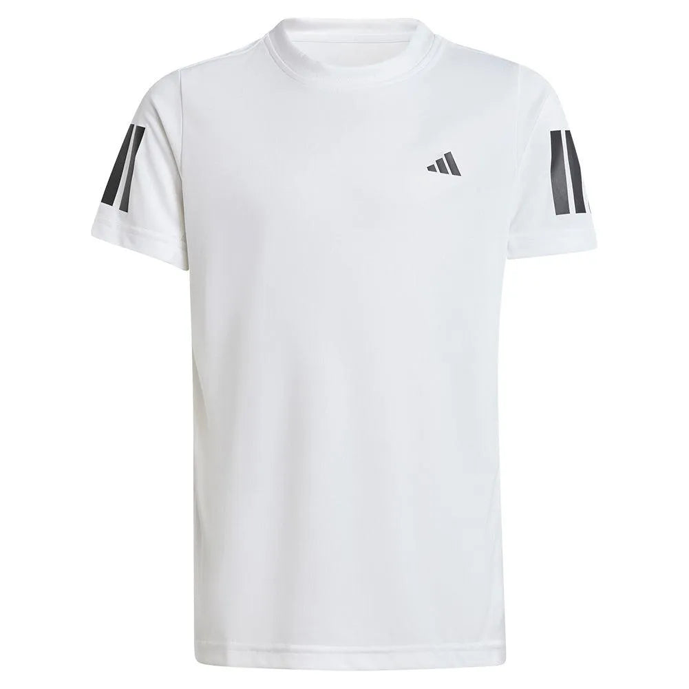Boys' Club 3 Stripe Tennis Tee White-Apparel-Adidas-JI9249-1-Tennis Express